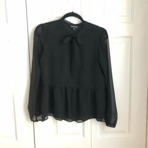 Tie Neck Long Sleeve Blouse